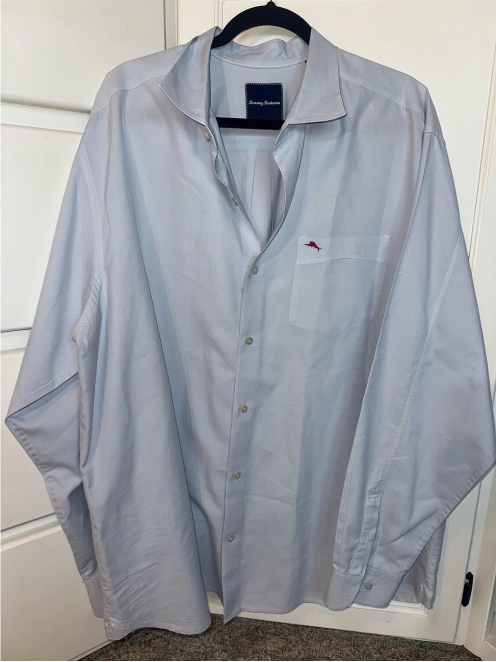 Tommy Bahama Men’s XL Light Blue Cotton Silk Button Front Shirt Marlin